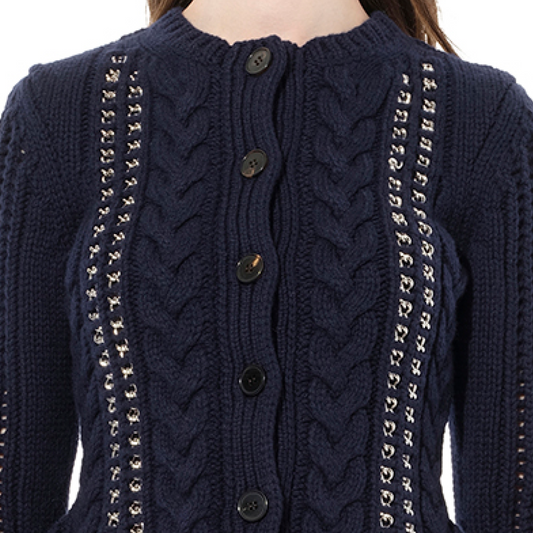 Peplum Cardigan in Navy