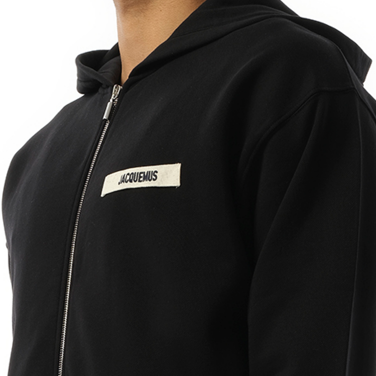 Le Hoodie Zip Gros Grain in Black