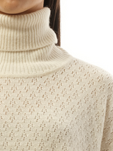 Chloe Fluffy Pointelle Sweater in Iconic Milk
