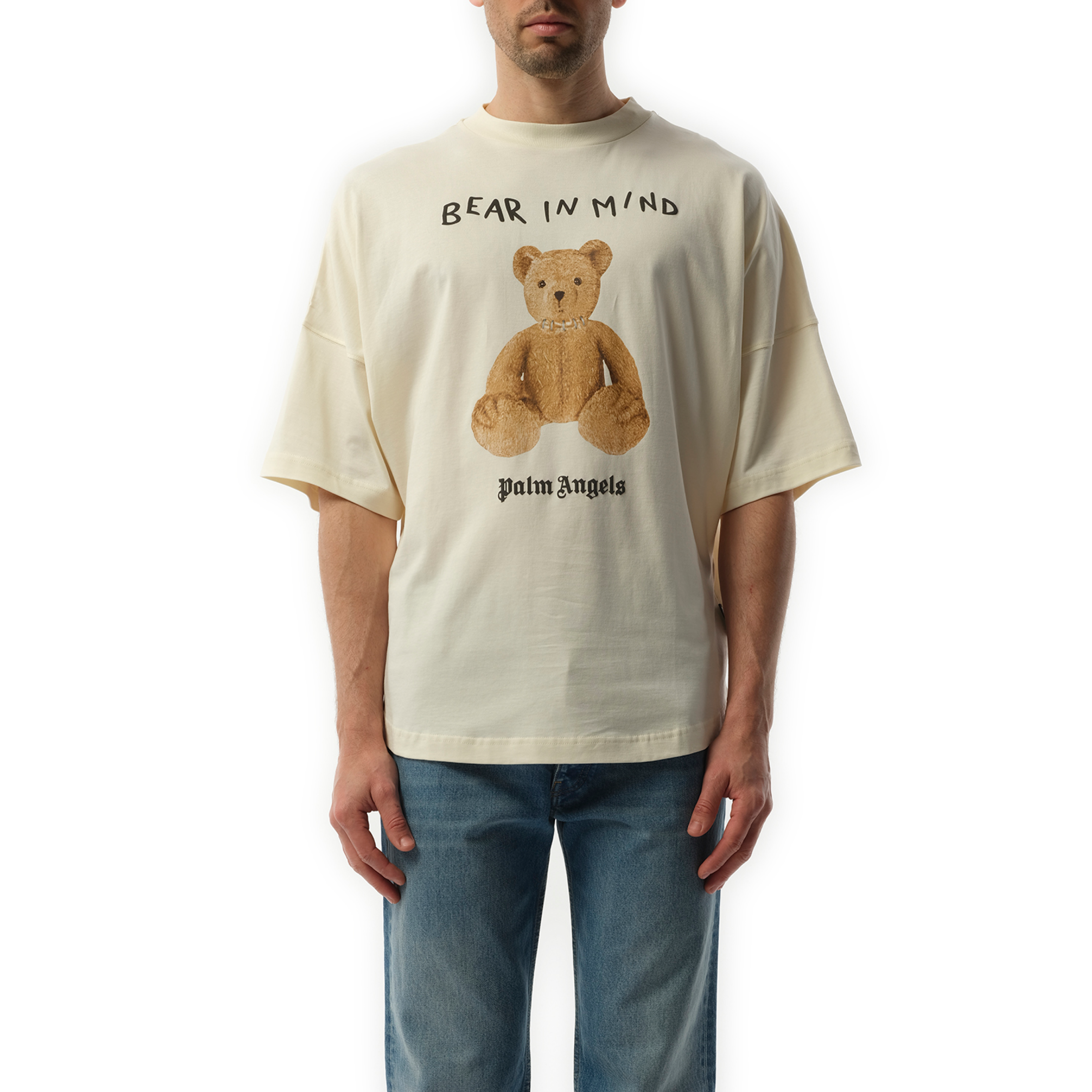 Bear in Mind Oversize T-Shirt in Off White/Brown