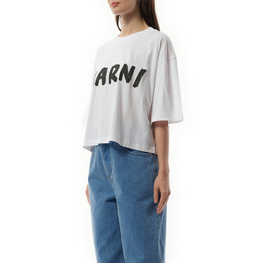 Cropped Logo T-Shirt in Lily White