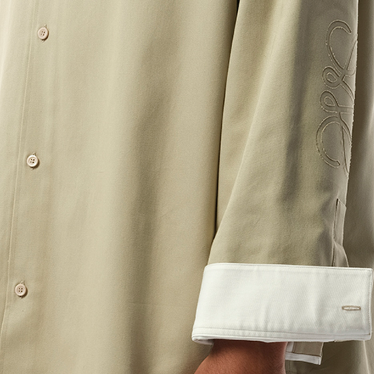 Anagram Overshirt in Sand/White