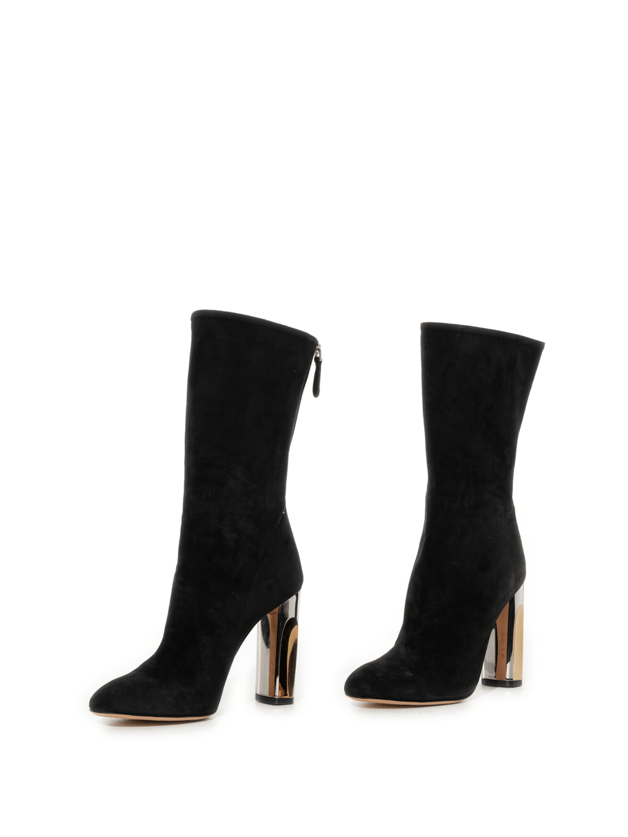 Suede Boots in Black Back View | ALEXANDER MCQUEEN