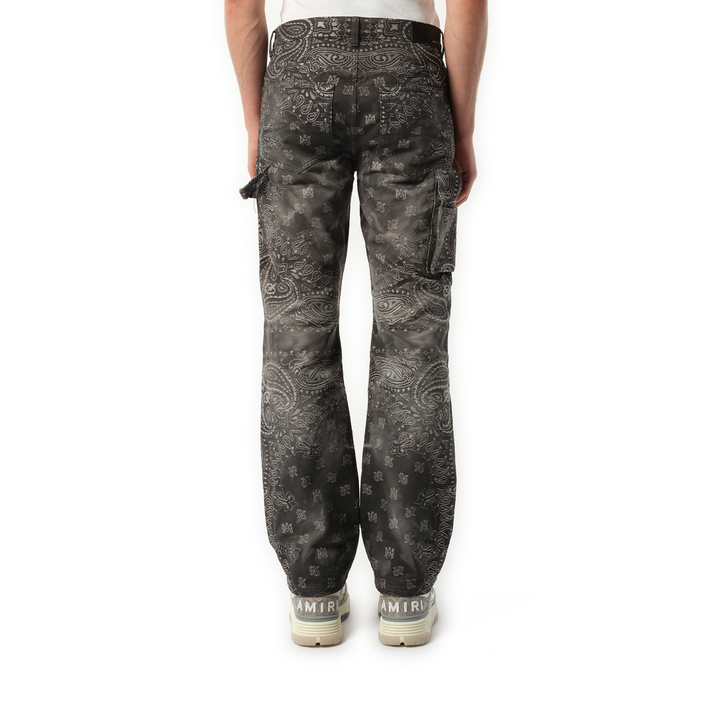 Tie Dye Bandana Carpenter Jeans in Dark Grey