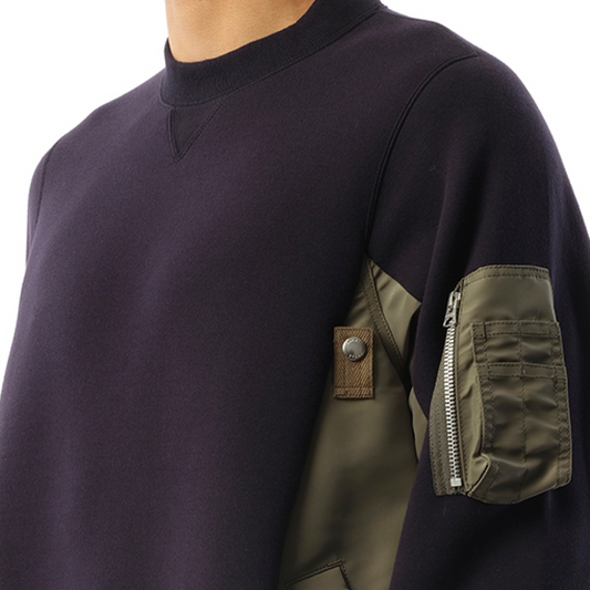 Sponge Sweat Nylon Twill Pullover in Navy/Khaki