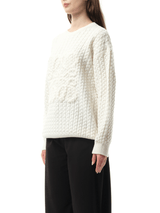 Loewe Cable Anagram Sweater in White