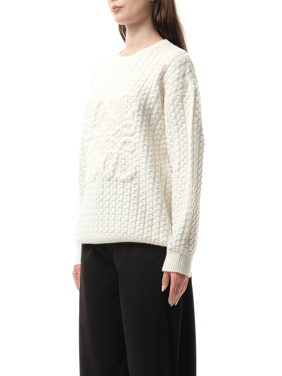 Loewe Cable Anagram Sweater in White