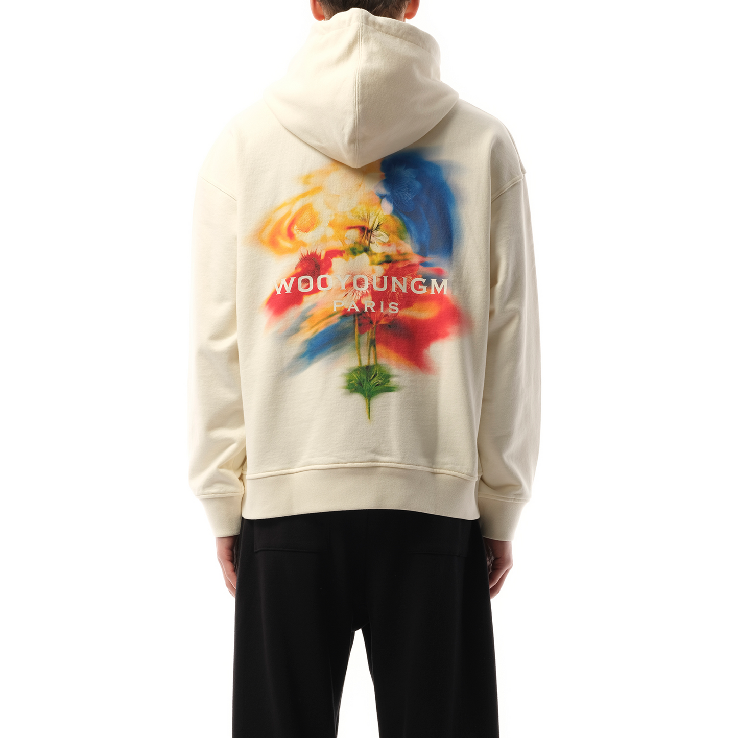 Flower Print Hoodie in Ivory