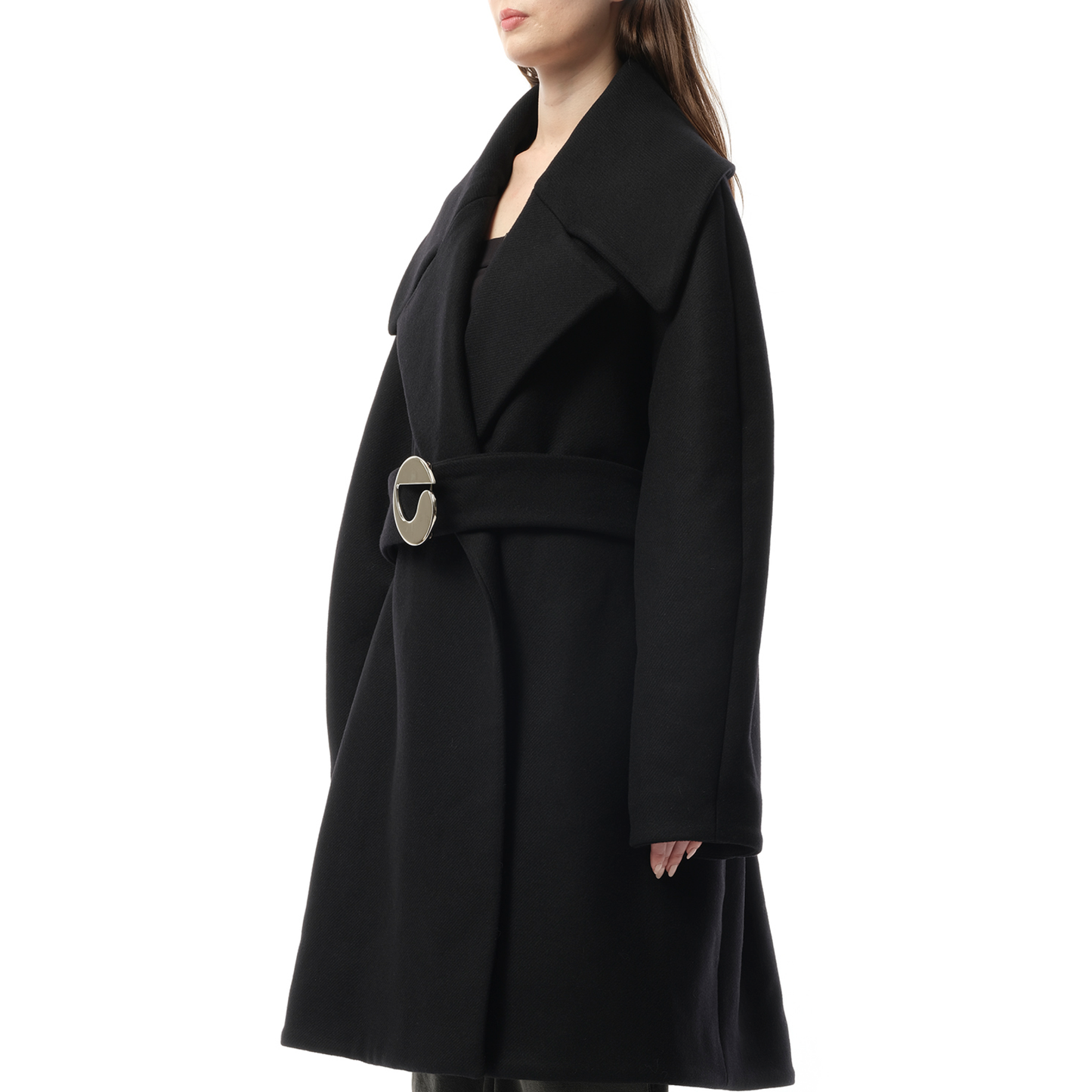 Oversized Belted Coat in Black