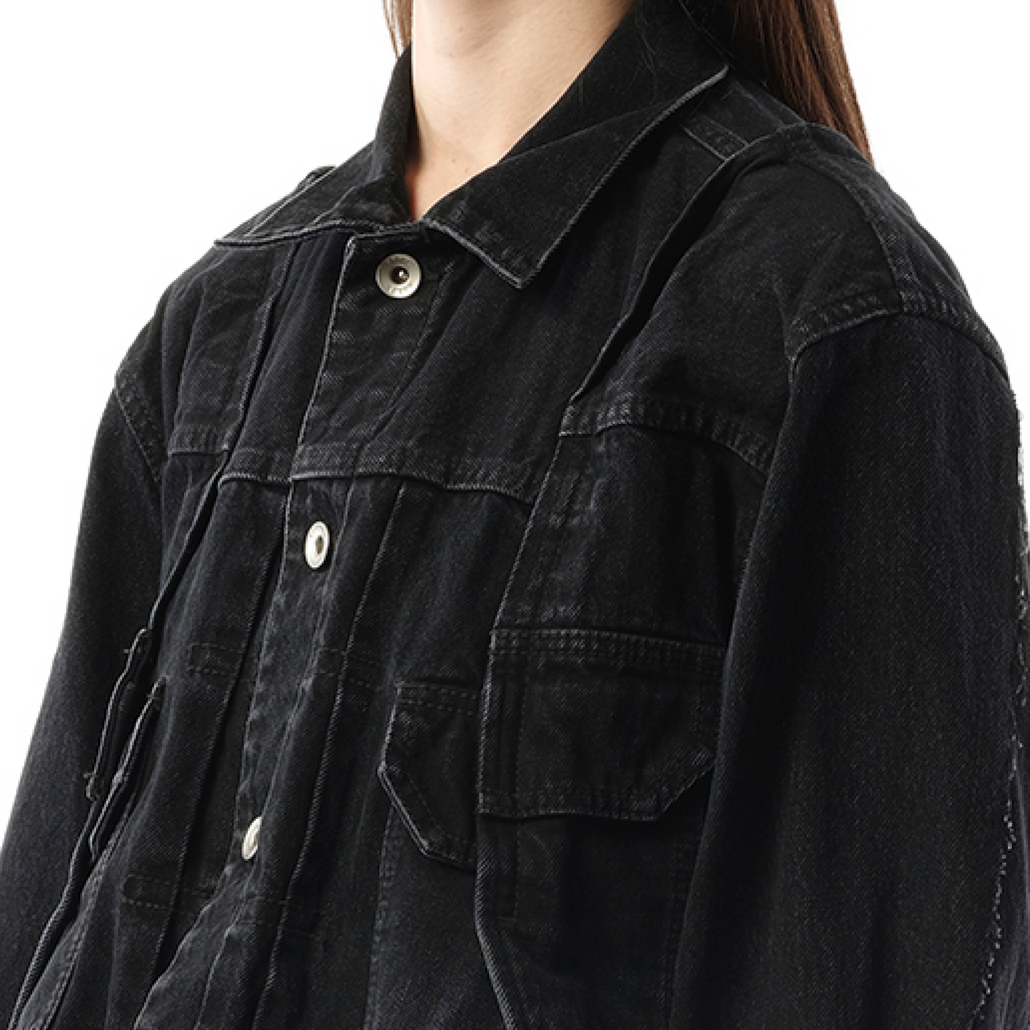 Reconstructed Denim Jacket in Black