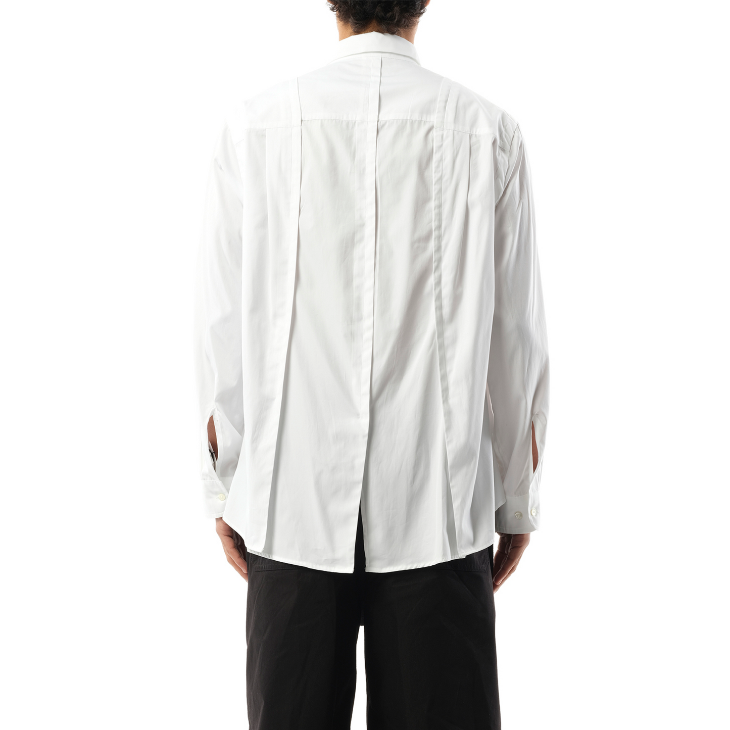 Cotton Poplin Pleated Shirt in Off White