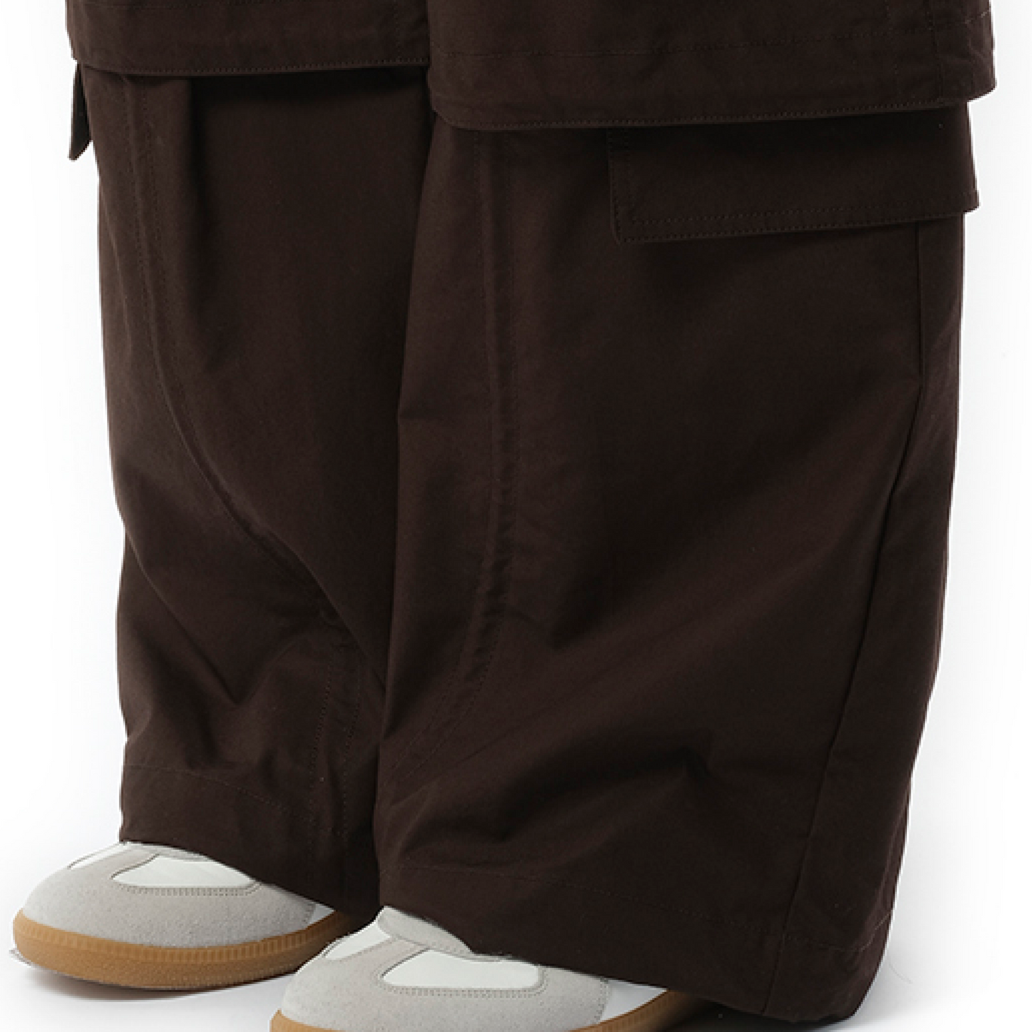 Brushed Cotton Puckered Pants in Brown