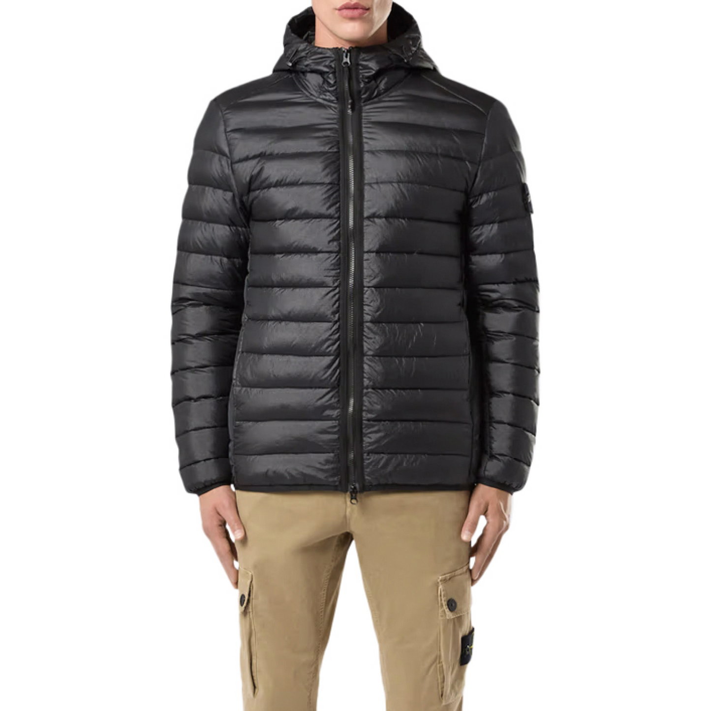 Lightweight Hooded Down Jacket in Black