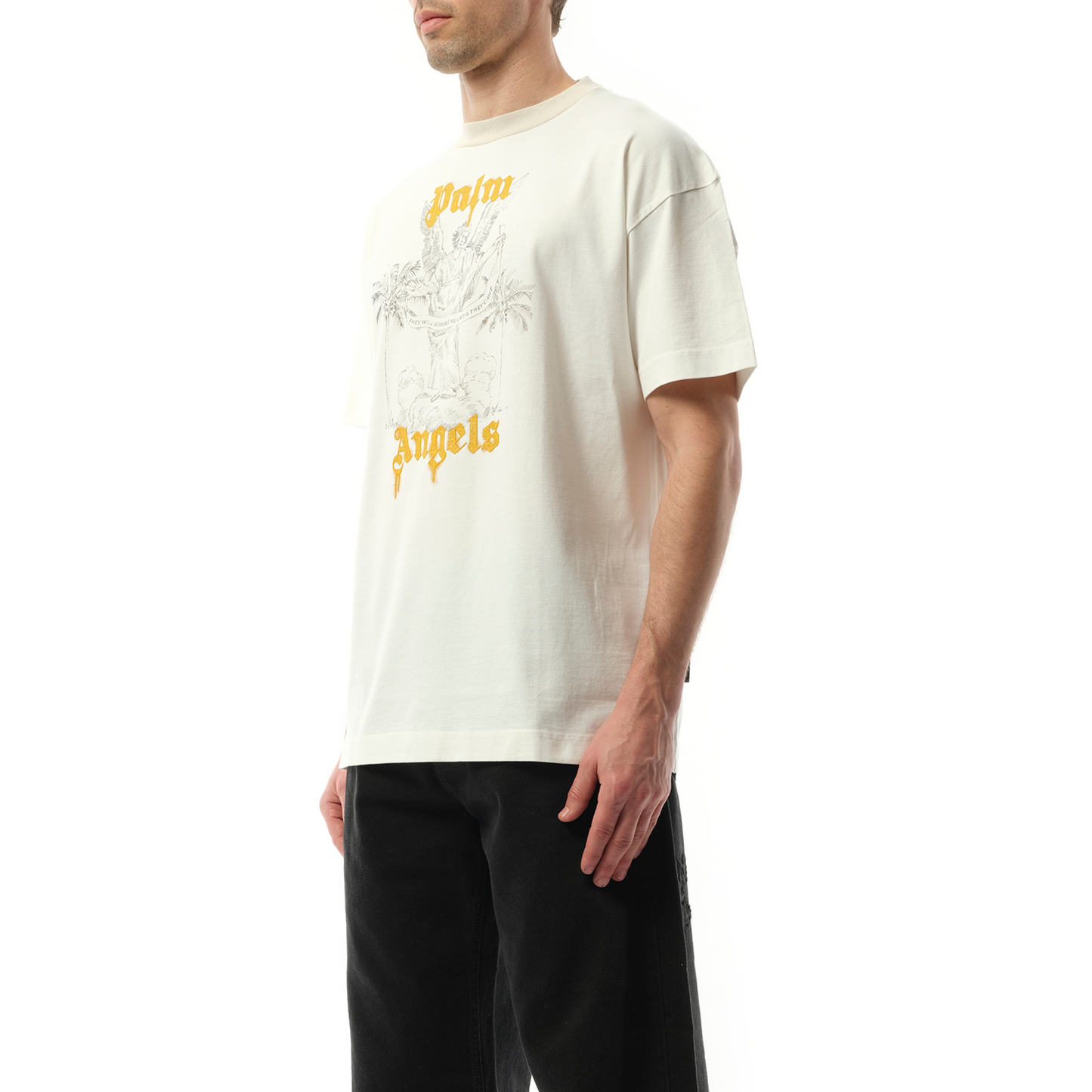 Angel Pencil T-Shirt in Off White/Light Orange