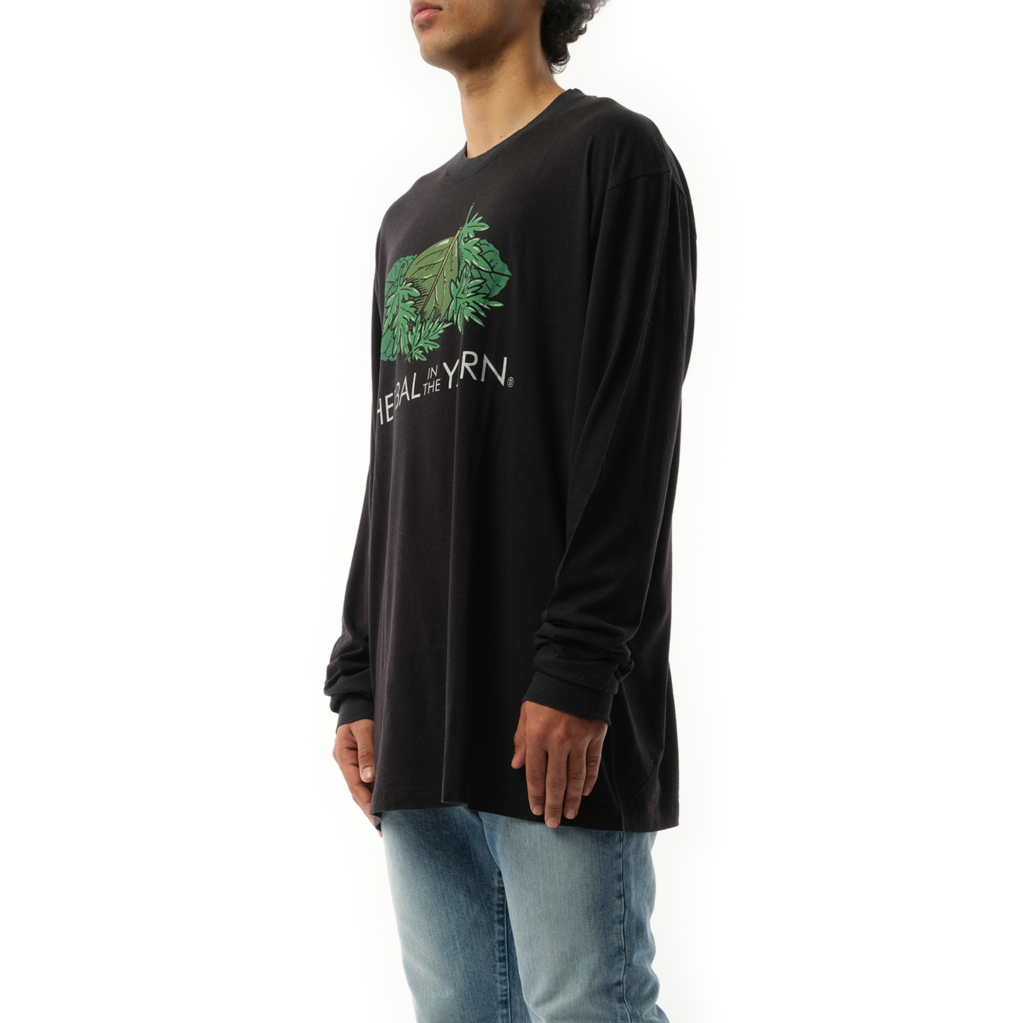 "Herbal in the Yarn" Long Sleeve T-Shirt in Black