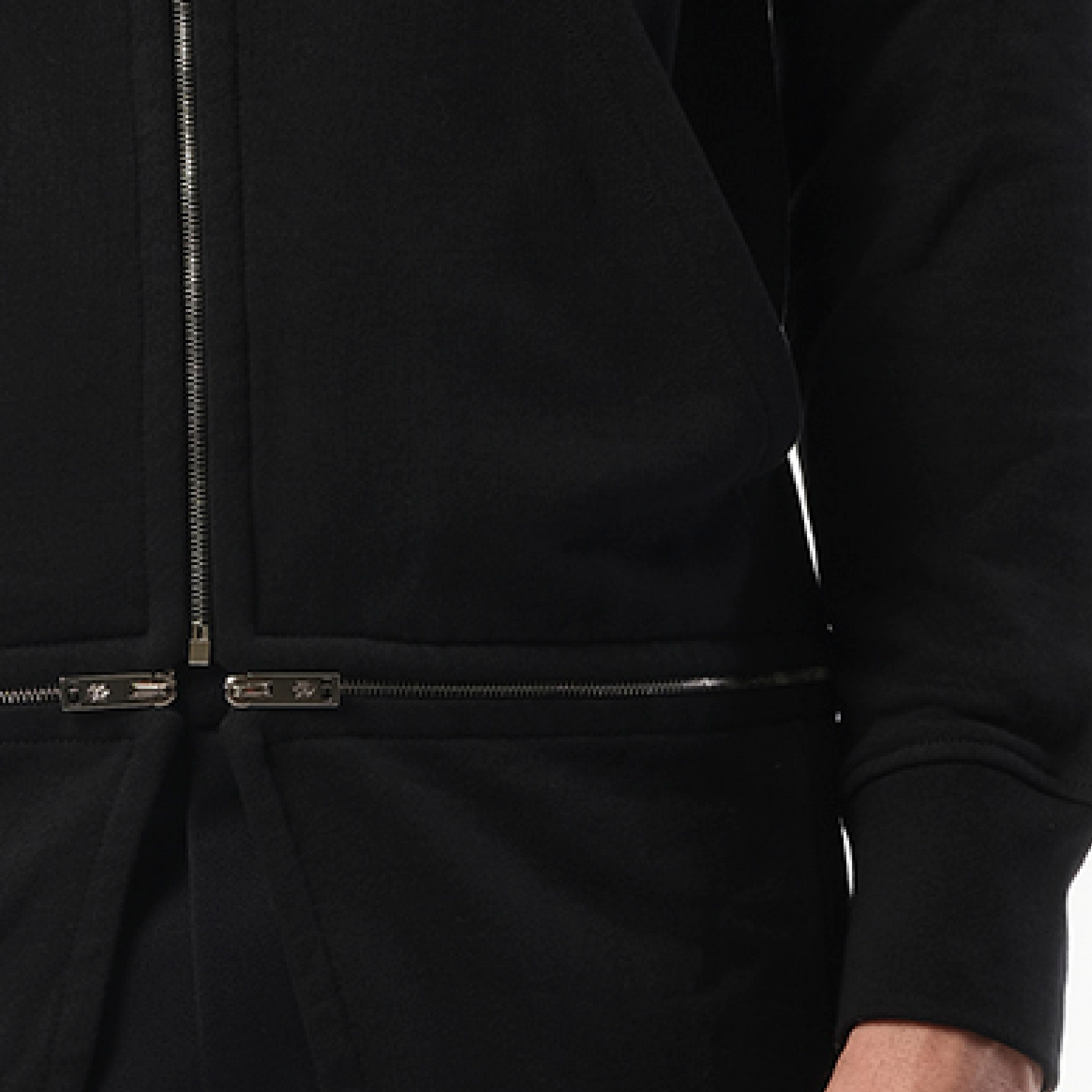 Zip Long Hoodie in Black