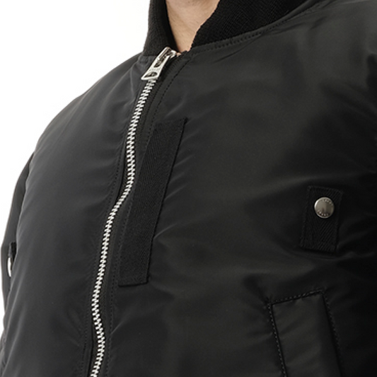 Nylon Twill Shearling Blouson in Black