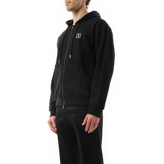 Logo Zip Hoodie in Black