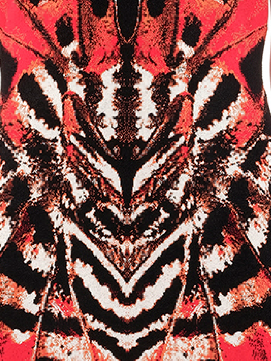 Butterfly Jacquard Dress in Red