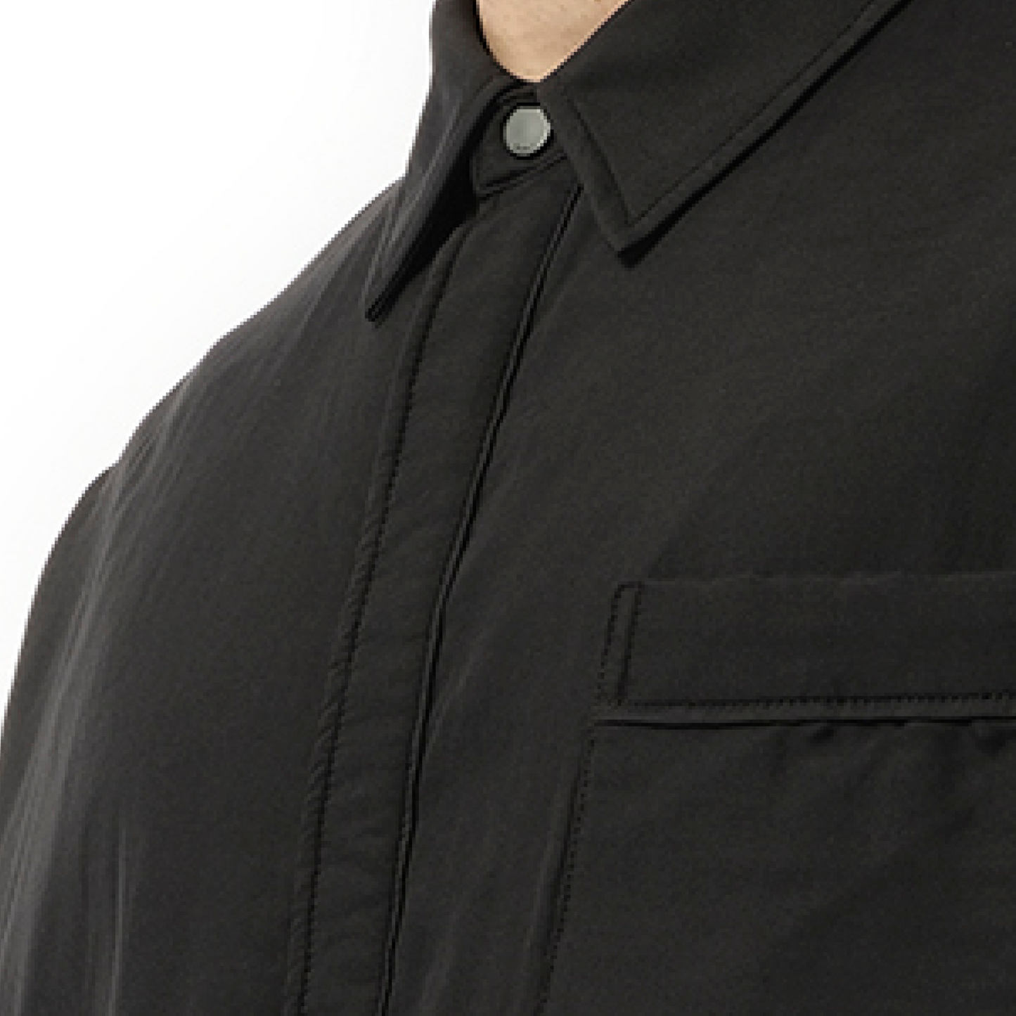 Silk Cotton Padded Shirt in Black