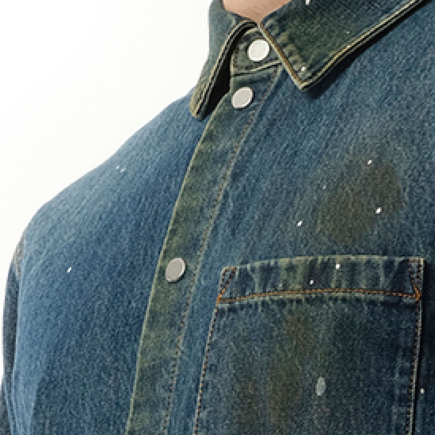 Painted Denim Shirt in Mid Indigo