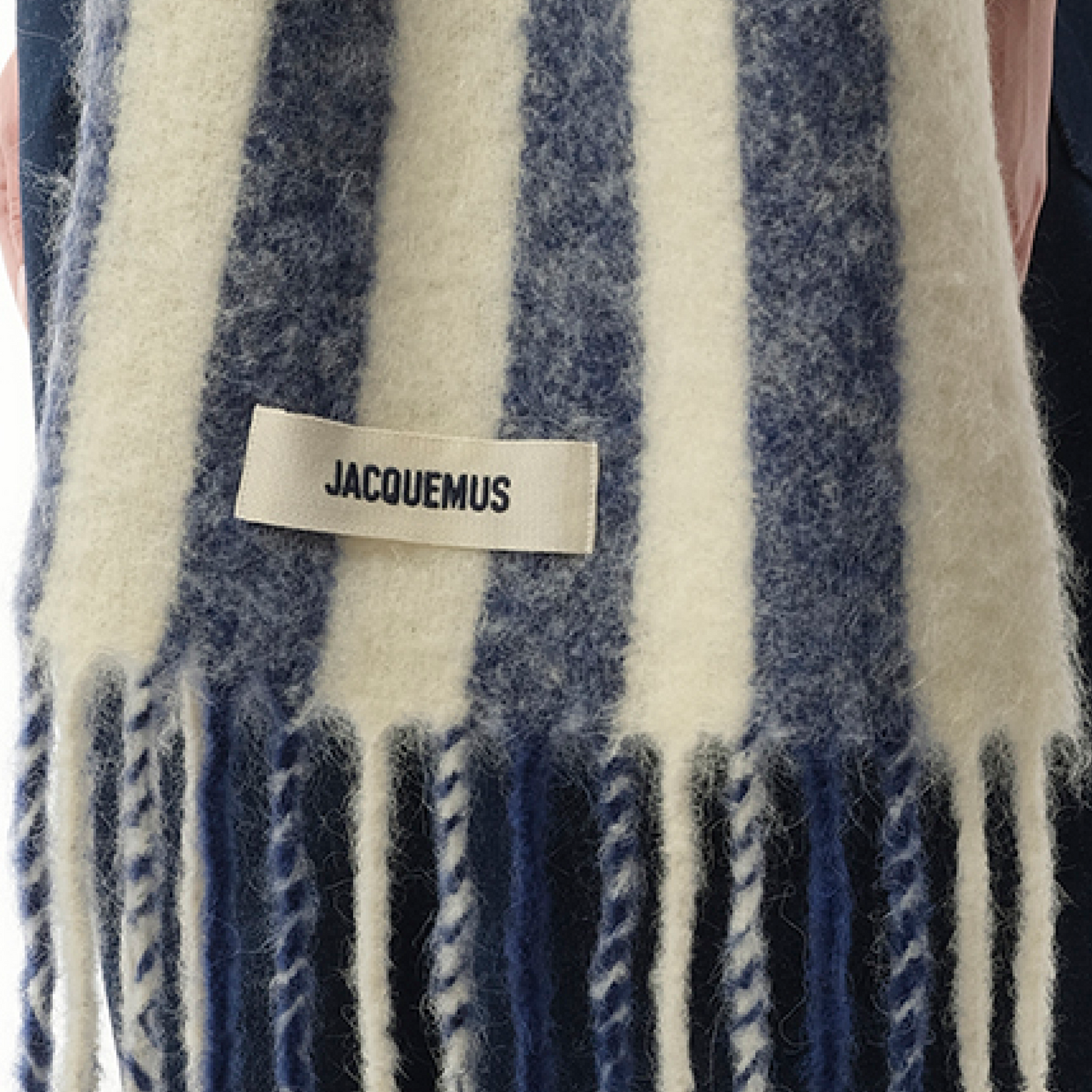 L'echarpe Carro Scarf in White/Blue Stripe