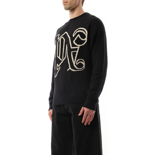 PA Monogram Sweater in Black/Off White