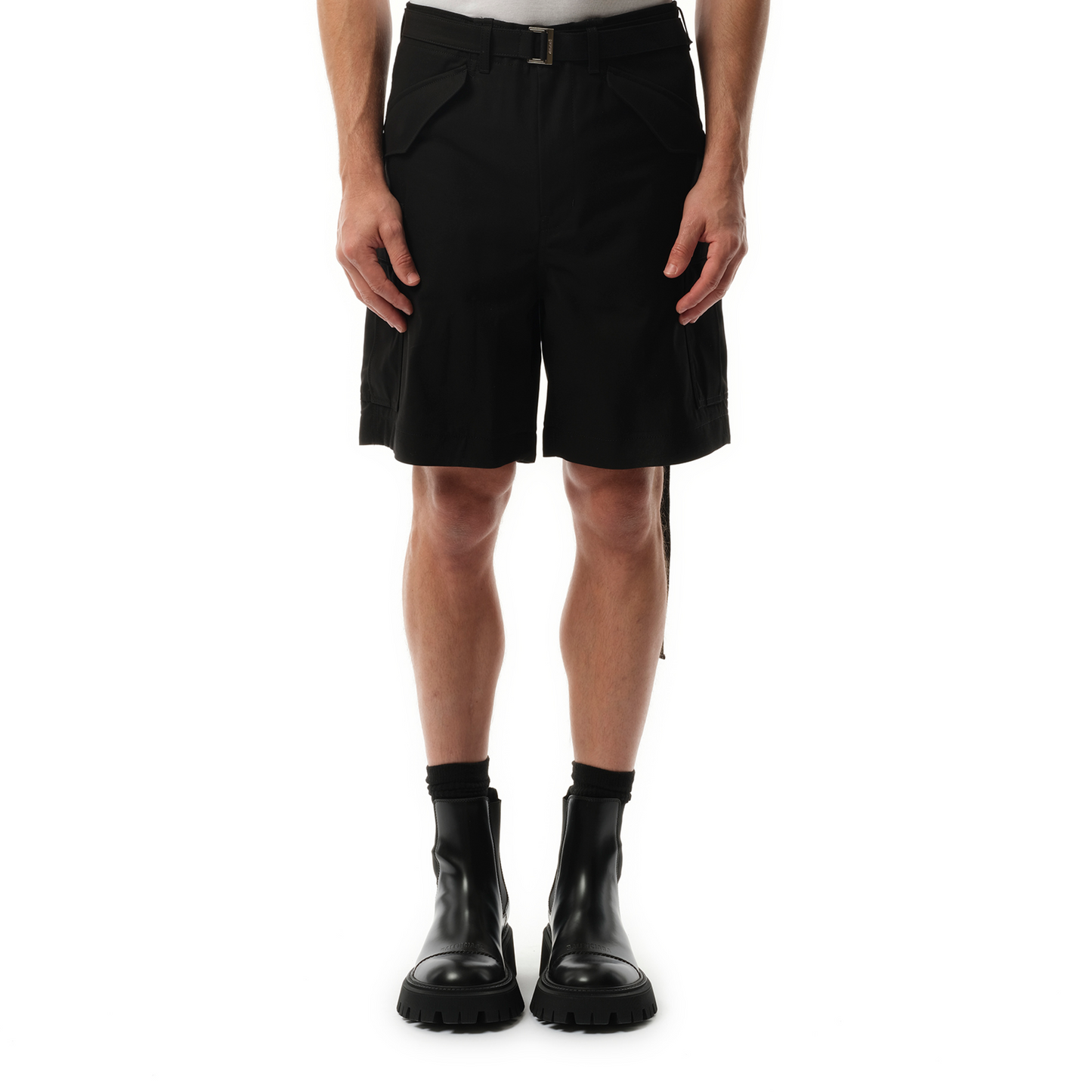 Cotton Twill Shorts in Black