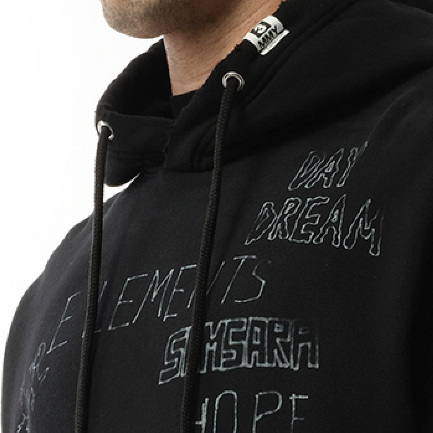 Distressed Hoodie in Black