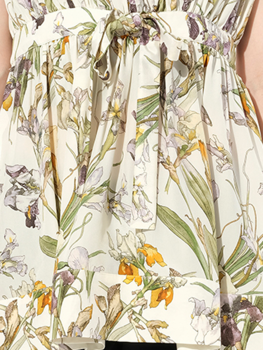 Iris Print Dress in Ivory