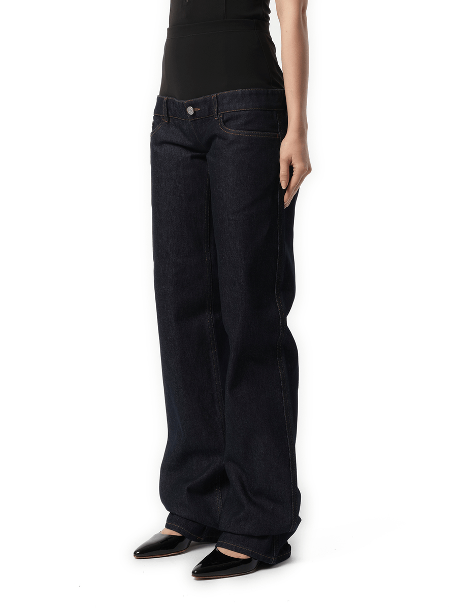 Jersey Hybrid Denim Trouser in Blue Raw