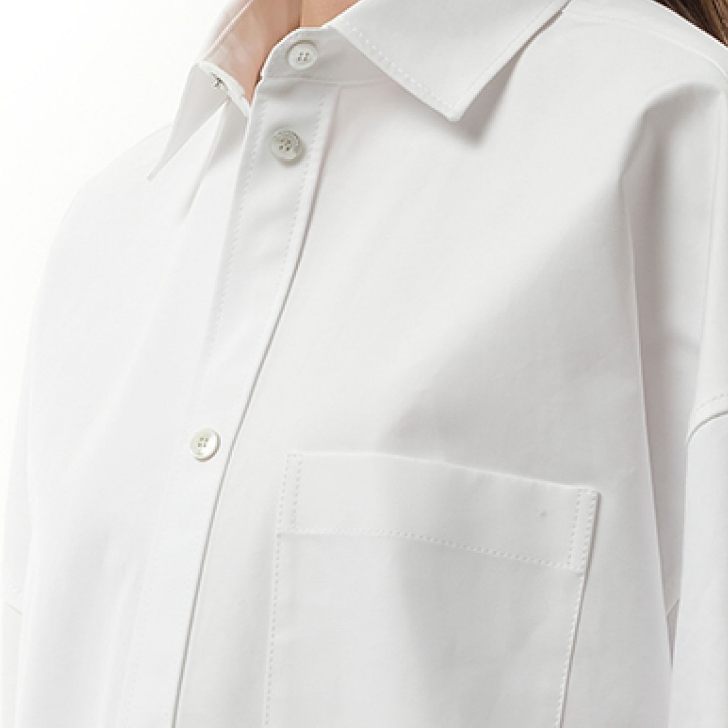 Cotton Poplin Outwear Shirt in White