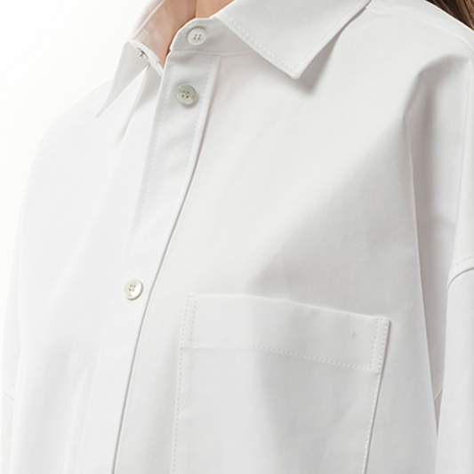 Cotton Poplin Outwear Shirt in White