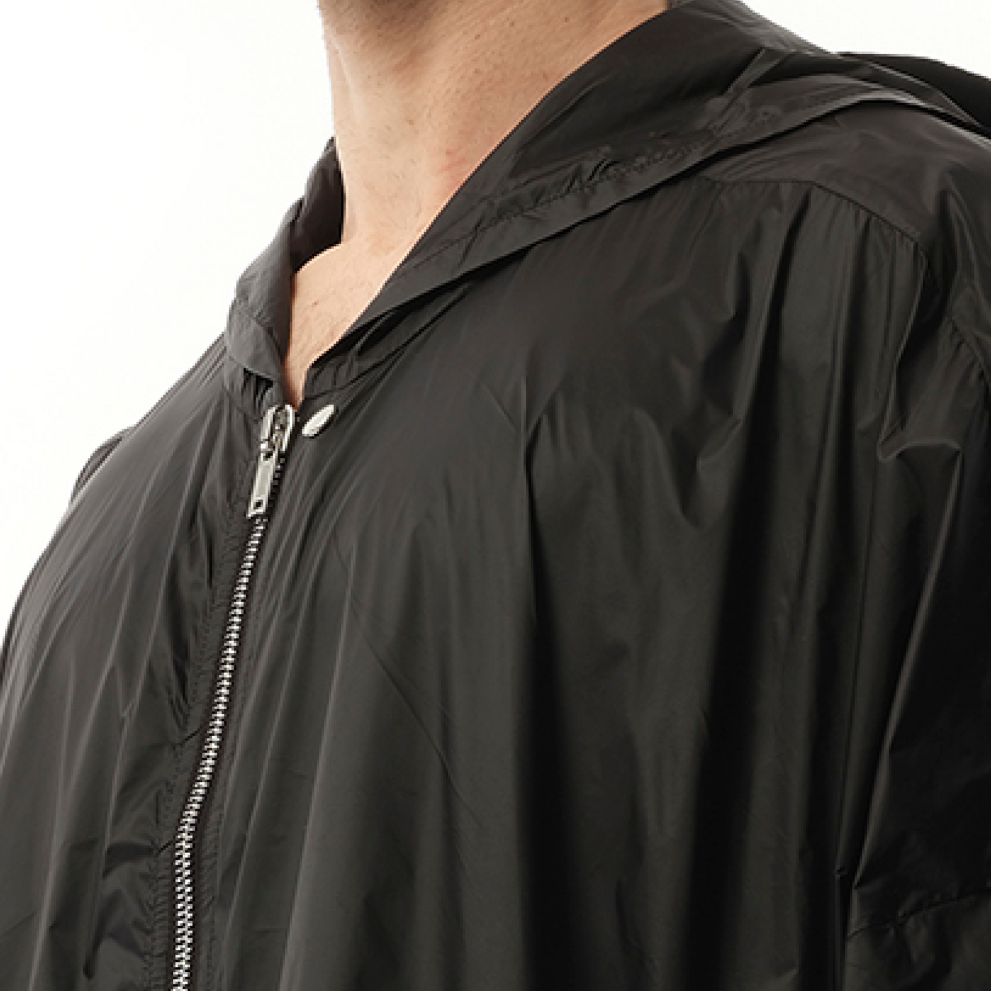 Hooded Nylon Peter Jacket in Black