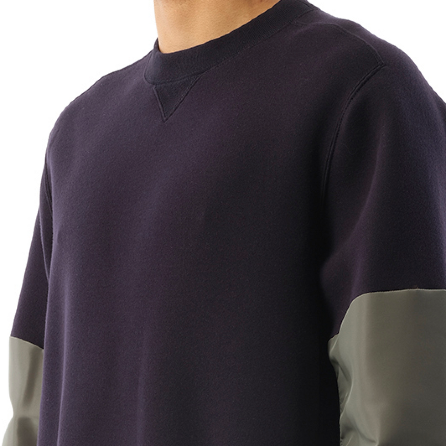 Nylon Twill x Sponge Sweatshirt in Navy/Khaki