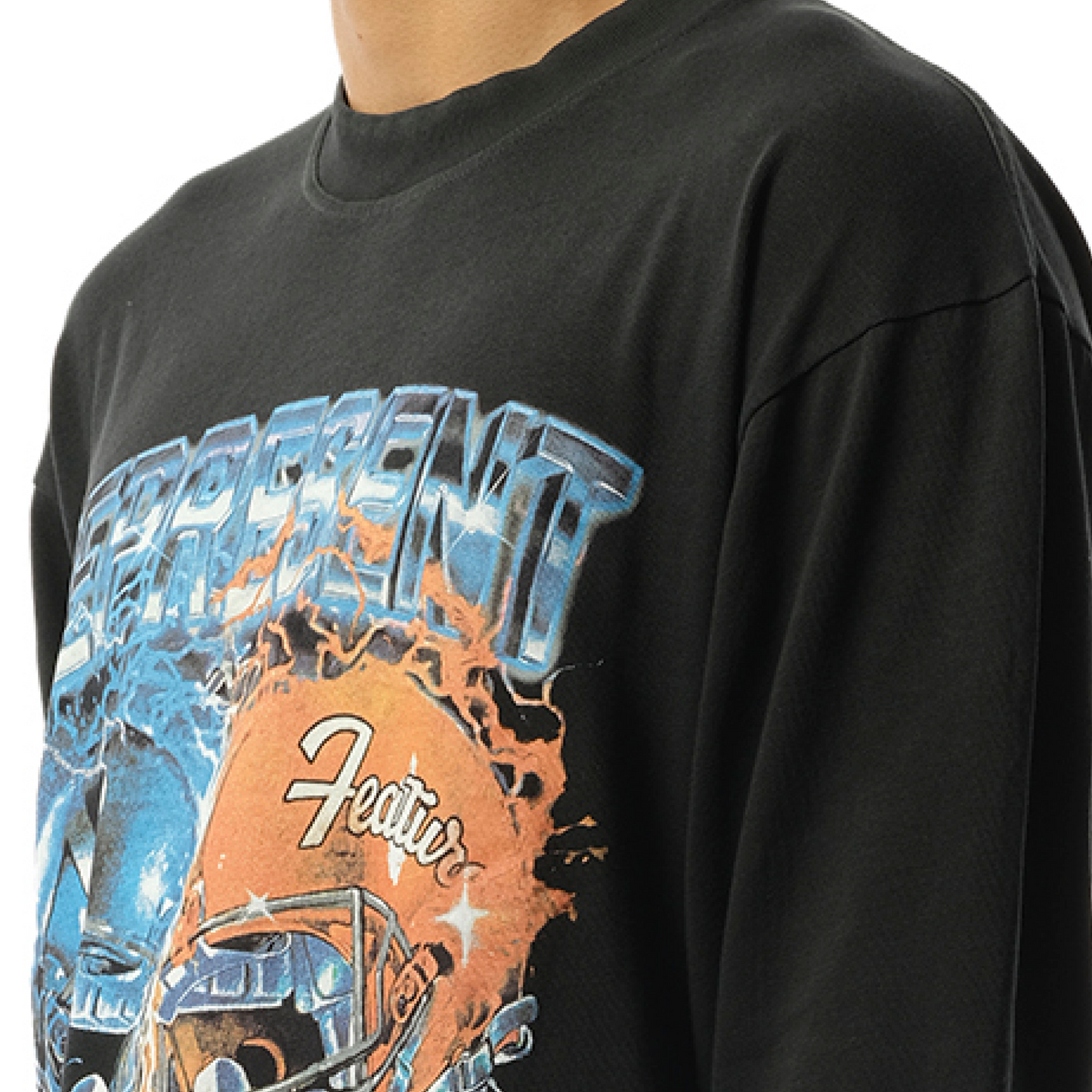 Represent x Feature Head 2 Head Long Sleeve T-Shirt in Stained Black