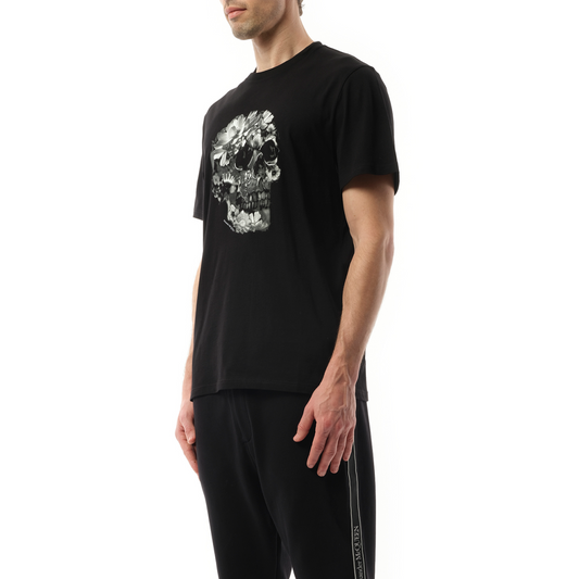 Skull Print T-Shirt in Black/Grey