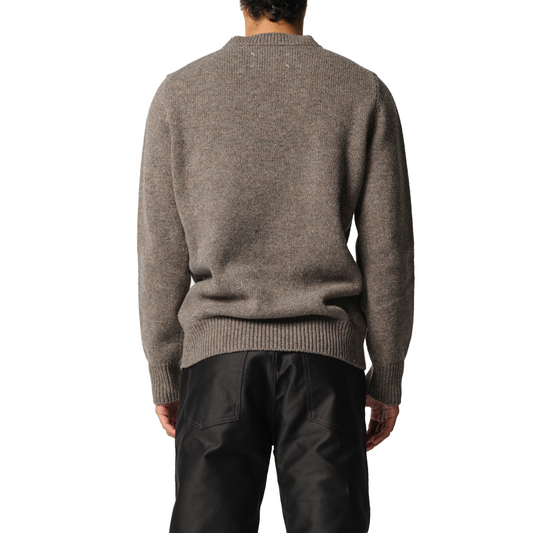 Wool Knit Sweater in Grey/Brown