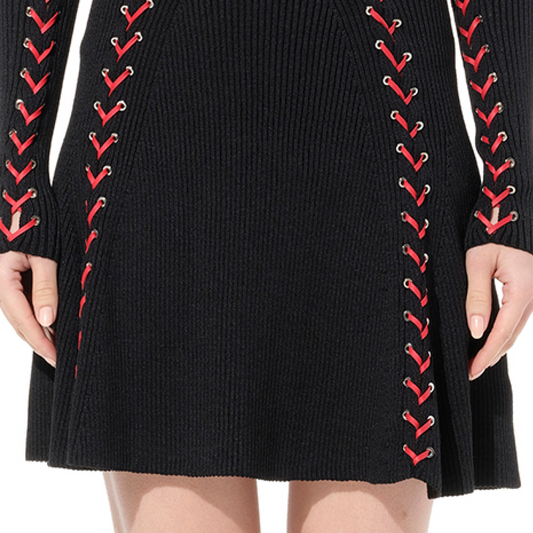 Knit Dress in Black/Red