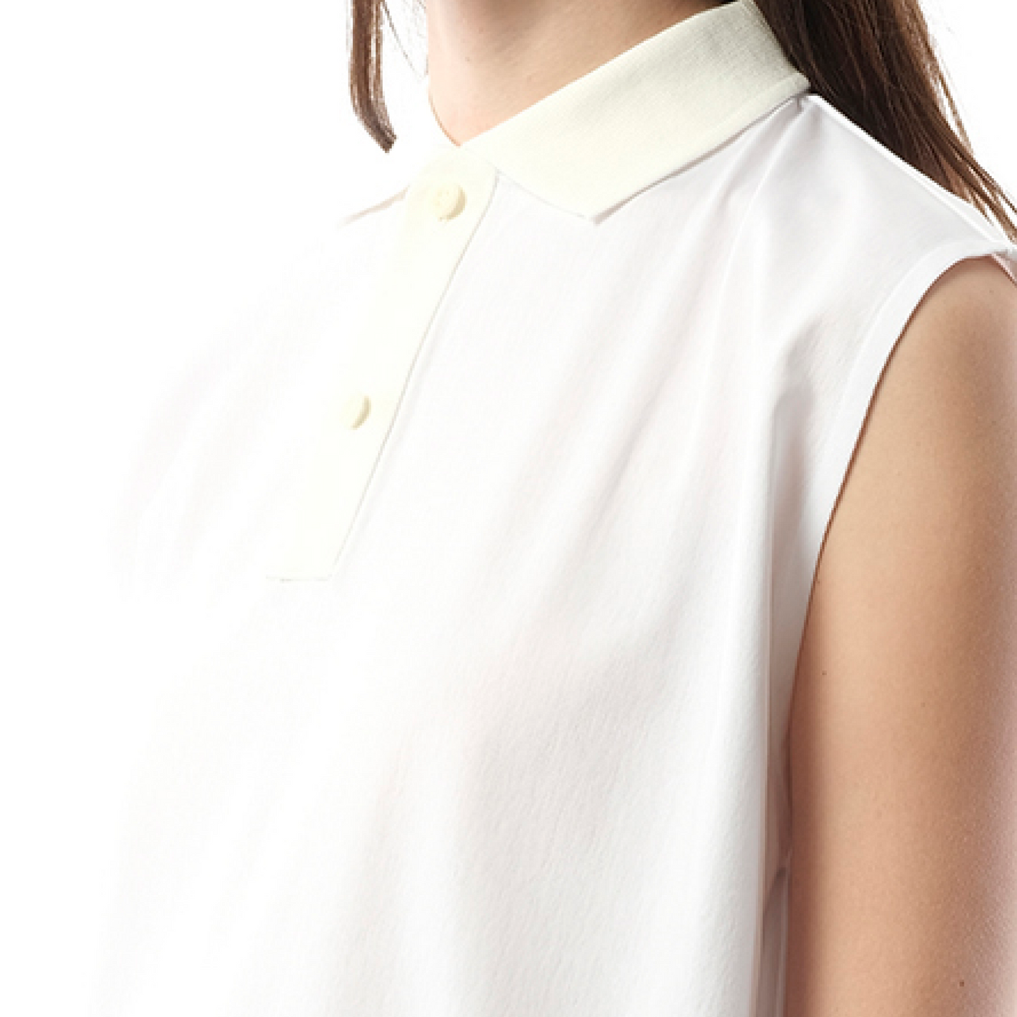 Cotton Poplin x Cotton Jersey Polo in Off White