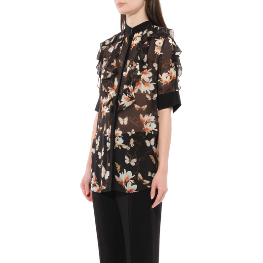 Short Sleeve Shirt with Flower Print