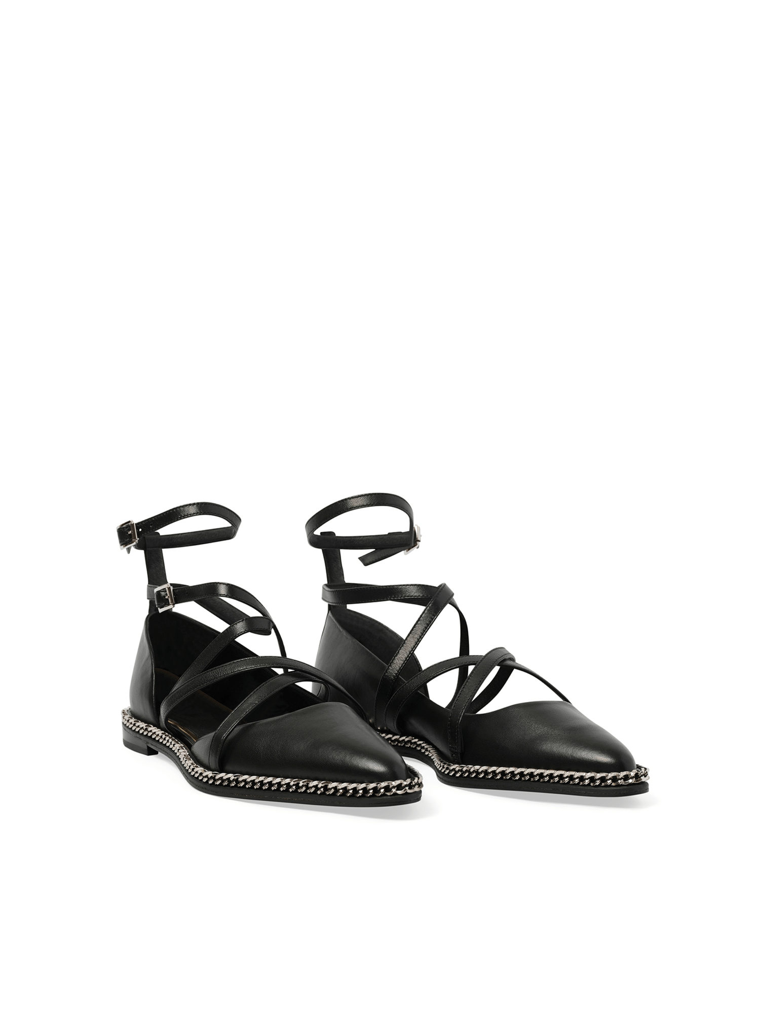 Laced Ballerina in Black Front View | LANVIN