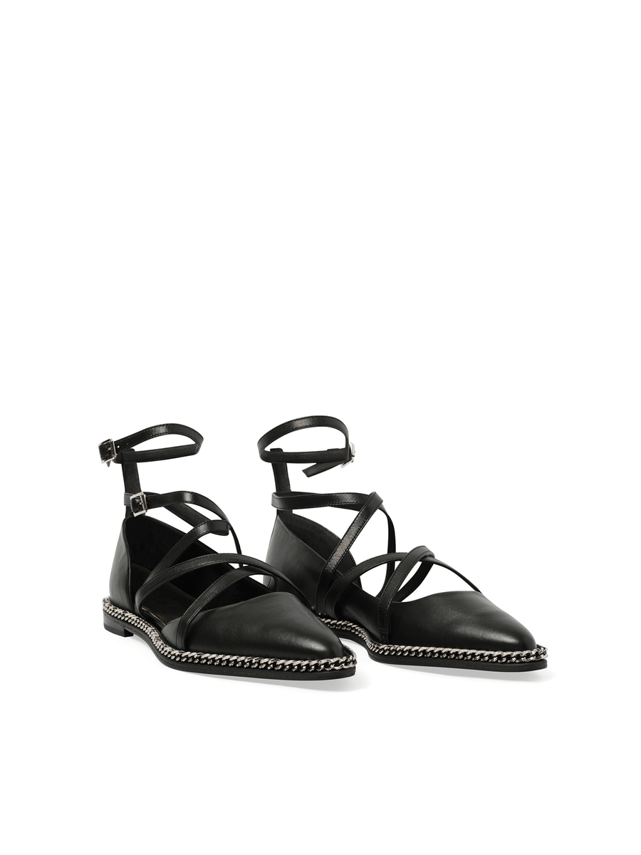 Laced Ballerina in Black Front View | LANVIN