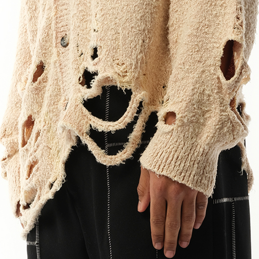 Zombie Silhouette Knit Cardigan in Beige