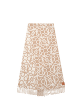 Loewe Textured Anagram Scarf in Beige/White