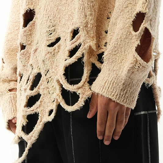 Zombie Silhouette Knit Sweater in Beige