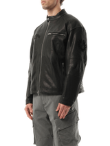 Represent Belstaff Leather Race Jacket in Black