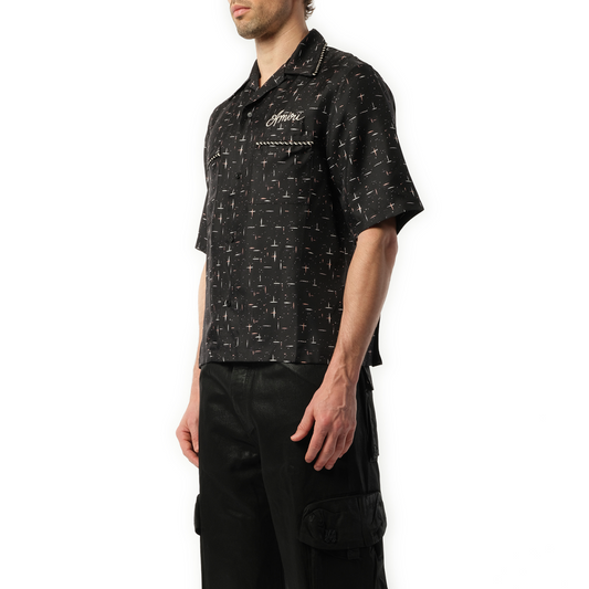 Fleck Amiri Bowling Shirt in Black