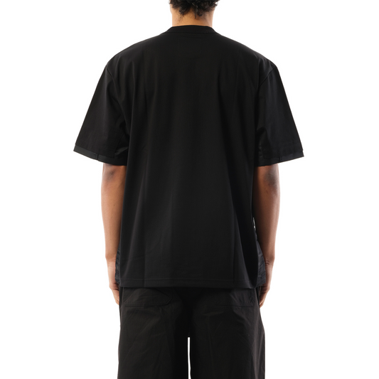 Nylon Twill Cotton Jersey T-Shirt in Black