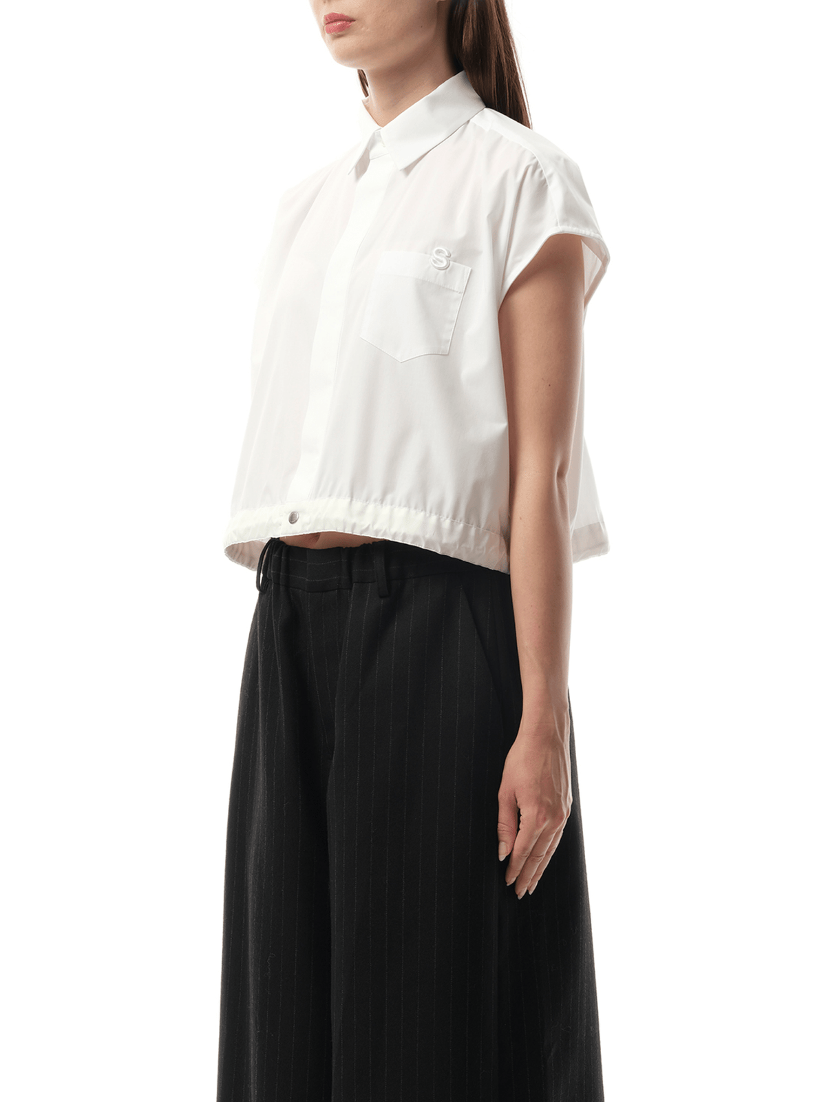 Sacai S Cotton Poplin Shirt in Off White